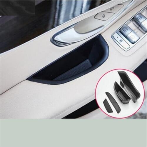 4pcs/set Car Styling Dedicated Modified Door handle Storage Box phone holder Tray Pallet Case For Benz C class(2015) / GLC class