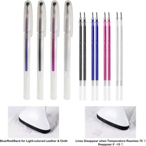 4PCS Heat Erasable Fabric Marker with 8PCS Refills for Tailors Sewing Quilting Dressmaking DIY Heat Erasable Tailors Sewing Pens
