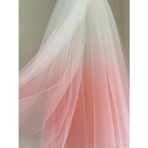 5 yards Dip Dye Tulle Fabric Peach Pink Tulle Fabric With Ombré Color