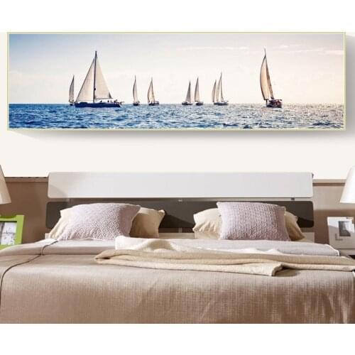New 5D Scenery Diamond Painting Full Drill Smooth Sailing Living Room Bedside Round Drill Cross Stitch Simple Modern Painting