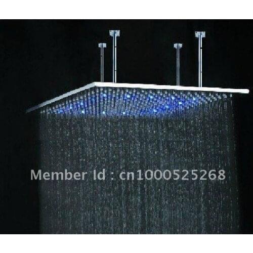 Free Shipping 800*800mm x8 LED shower head with stainless steel self-powered led shower head light shower three color