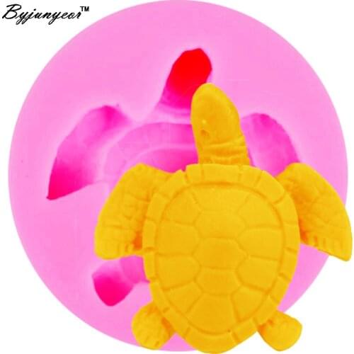 Byjunyeor M132 Tortoise Epoxy UV Resin silicone mold cake decorating tool Clay chocolate mould baking tools,4.8*1.5 cm
