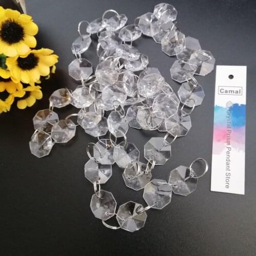 Camal 1m 3.3ft Clear Acrylic 14mm Octagonal Bead Strings Curtain Chain Garland Chandelier Hanging Wedding Party Home Decor