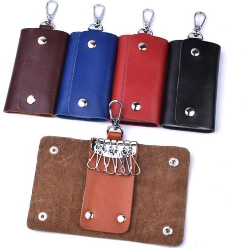 Genuine Leather Key Case Card Holder Bag Wallet Housekeeper Keychain Key Organizer Case Cover Key Pouch Portachiavi Pelle