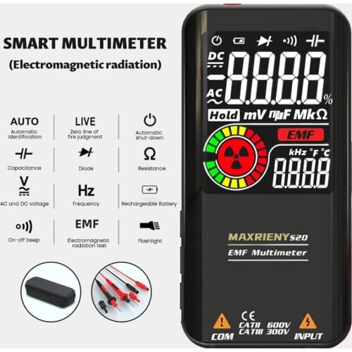 Digital Multimeter 9999 Count TRMS DC/AC Voltage Resistance Capacitance Diode Frequency Live Wire Test Continuity EMF Detection