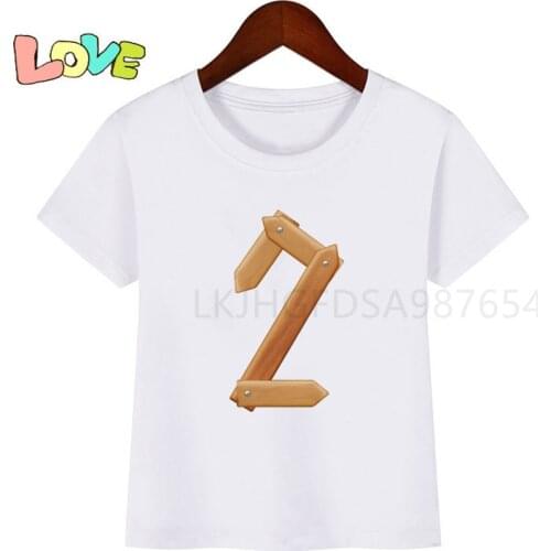 Childrens Number Print T-shirts Childrens Birthday T-shirts Party Boys T-shirts Boys Girls Funny T-shirts Gifts