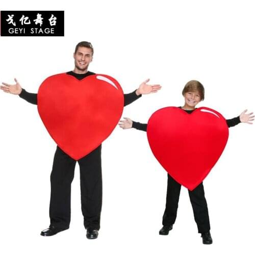 Halloween Childrens Day Stage Costume Child Adult Red Heart Love Dress Up Catwalk Parent-Child Performance Costume