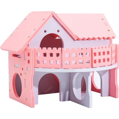Hamster House Two-Layer Wooden Hamster For Small Pet Gerbil Climbing Exercise Toy Villa Hut Cute Rodent Ferret Rat Toy Supplies