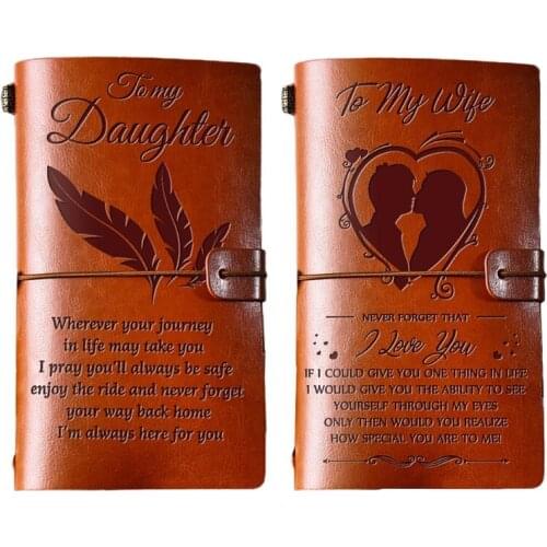 Elegant Handcrafted Diary Notebook Engraved Leather Journal Message Note Book to My Daughter /to My Wife Handwriting Pocketbook
