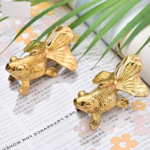 EUROPEAN LUXURIOUS COPPER GOLDFISH ART SCULPTURE ANIMAL FISH STATUE CREATIVE COPPER CRAFT NEW CHINESE DECORATIONS FOR HOME R3511