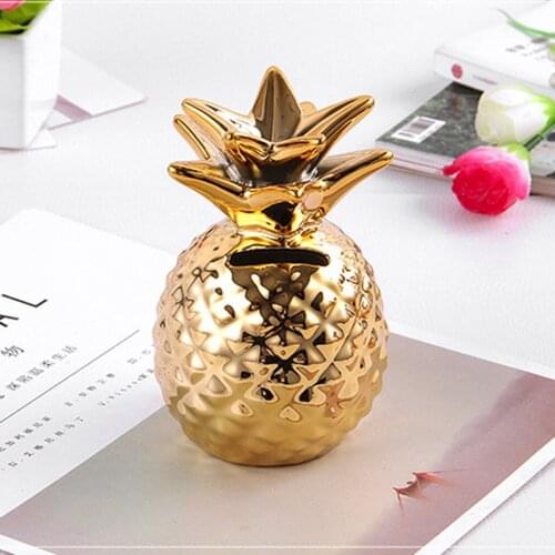 Ceramic Pineapple Piggy Bank Coin Bank Saving Money Box Kids Gift for Home Desk Office Decor Kids Children Gifts