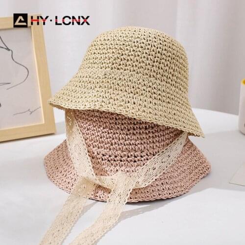 Summer New Baby Foldable Solid Color Straw Hat Boys And Girls Lace Outdoor Sun Protection Breathable Fashion Beach Hat