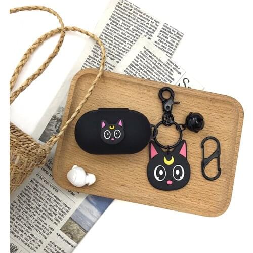 Cartoon Silicone Cover for Samsung Galaxy Buds / Buds+ Case Wireless Bluetooth Earphone Cover Cute Cat Keyring Pendant