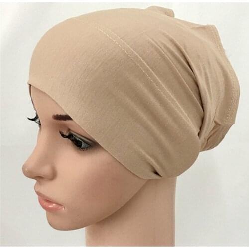 Soft modal inner Hijab Caps Muslim stretch Turban cap Islamic Underscarf Bonnet hat female headband tube cap turbante mujer