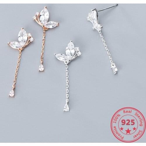 New design 925 Silver Butterfly Earrings Stylish And Fresh Korean Style Simple Atmosphere Charm Full Jewelry Give girlfriend