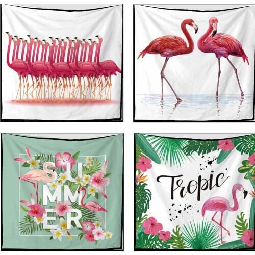Polyester Flamingo Tapestry Wall Art Tapestries Tropical Home Decorative Door Curtain Living Room Bedspread Sheet Table Cloth