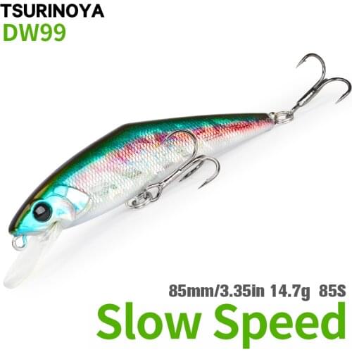 NEW TSURINOYA DW99 85S Slow Speed Sinking Minnow 85mm 14.7g Trout Artificial Hard Bait LongFlying Distance Bass Jerkbait Wobbler