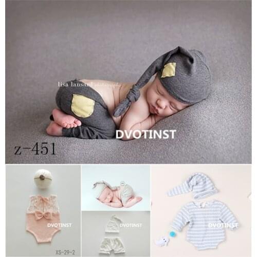 Dvotinst Newborn Photography Props Bonnet Lace Outfits Pants Hat Headband Clothes Fotografia Accessories Studio Shoot Photo Prop