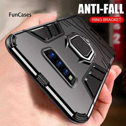 Luxury Soft Silicone Ring Phone Case On The For Samsung Galaxy S10E S8 S9 S10 Plus Shockproof Case For A7 2018 Metal Ring Case