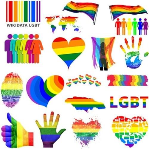 Rainbow LGBT Thermo Stickers Pride Flag Patches Colored Love Custom Printed T-shirt Decals Iron on Vinyl Heat Transfer Stickers