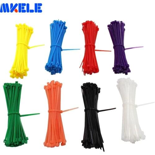CE UL ROHS Self-locking Nylon Plastic Cable Tie Zip Wire Tie 3*100mm 100pcs/bag 8 Colors Nylon 66 Fasten Wire Wrap Strap