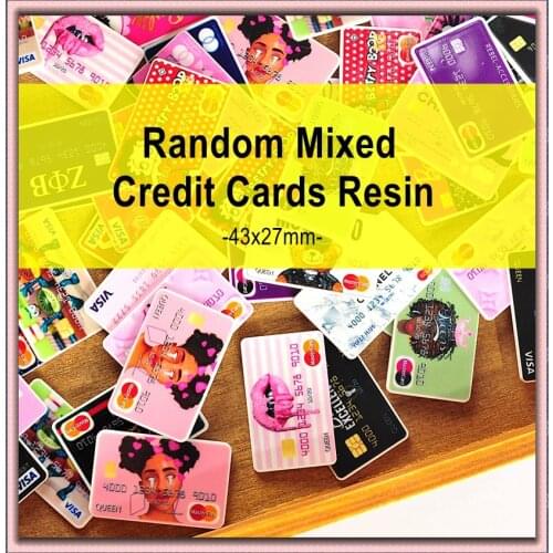 Random Mixed Designer Credit Cards Printed Planar Resin DIY Hair Bow Decoration Crafts Accessories