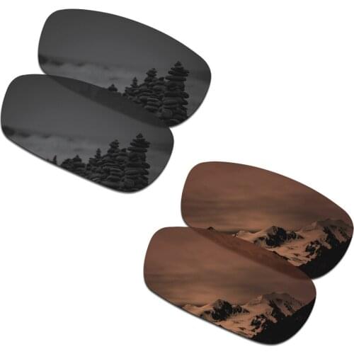 SmartVLT 2 Pairs Polarized Sunglasses Replacement Lenses for Oakley Crosshair 2.0 Stealth Black and Amber Brown