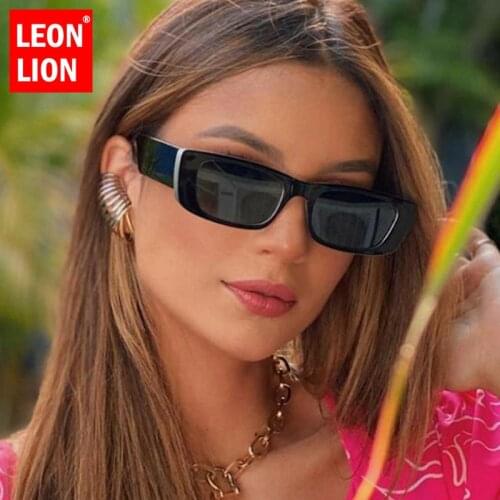 LEONLION Rectangle Sunglasses Women Retro Square Sunglasses Women Luxury Brand Eyewear for Women/Men Mirror Lentes De Sol Mujer