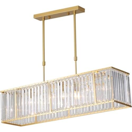 Modern Glass Tube Rectangular LED Chandelier Light Stylish American Hanging Lamp For Dinning Room Glass Crystal Hanging Light