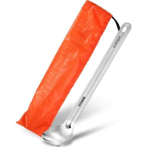 Lixada Titanium Long Handle Spoon with Polished Bowl Outdoor Portable Spoon Cutlery Kitchen Camping Hiking Picnic Tableware