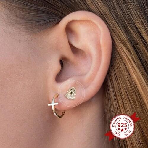 925 Sterling Silver Ear Needle Cute Ghost Face Pave Crystal Stud Earrings For Women Minimalist Exquisite Earrings Birthday Gif