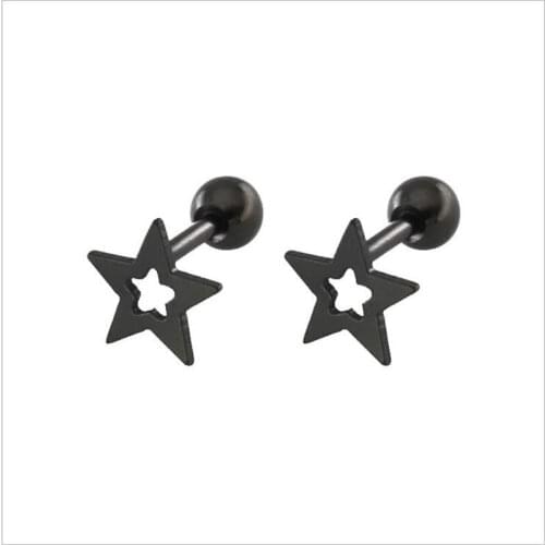 316 L Stainless Steel Hollow Out Star Shape Screw Back Stud Earrings No Fade No Allergy
