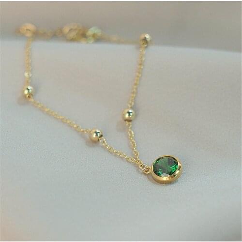 Gold Color Not Fade 14K Gold Filled Bracelet For Women Trendy Elegant Vintage Green Zircon Wedding Party Jewelry Birthday Gift