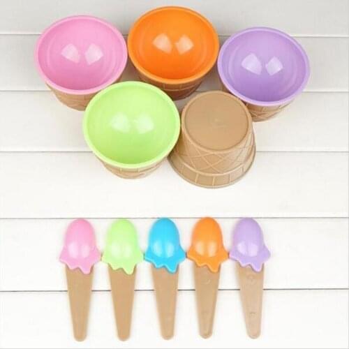 1Set Kids Ice Cream Bowl Spoon Set Durable Children Gifts Lovely Dessert Bowl DIY Ice Cream Tools Icecream Bowl+Spoon