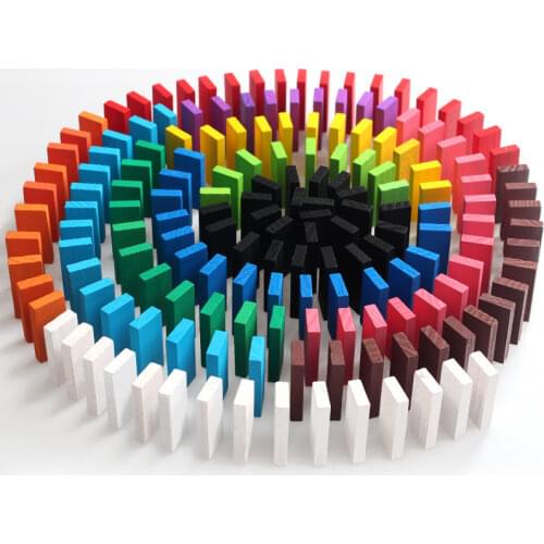 120pcs/set Children Wooden Color Domino Blocks Model Building Kits Learning Educational Toys Wood Dominos Bricks Gift For Kids