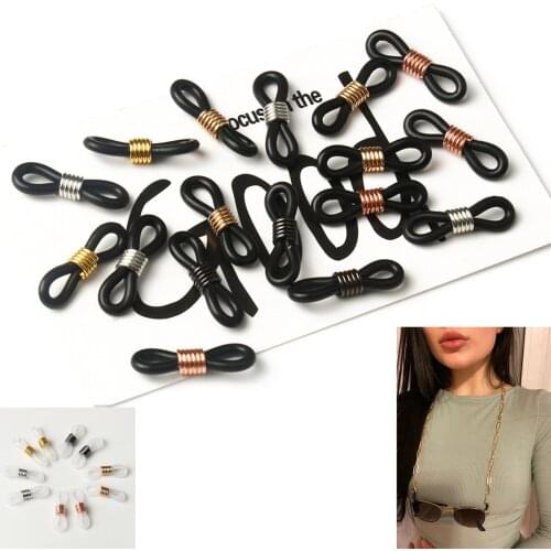 20pcs Non Slip Silicone Rubber Ring Ear Hook Strap Glasses Loop Chain Connectors Sunglass Strap Rope Eyeglass Accessory Supplies