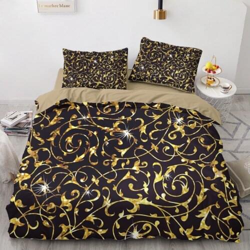 3D Black Luxury Duvet Cover Set Bedding Sets Comforther Cases Quilt Covers Pillow shams King Single Double Size Bed Linen