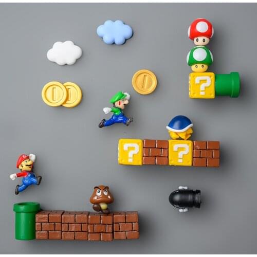 Super Mario 3D Cartoon Refrigerator Magnet Three-dimensional Anime Home Decoration Ornament Magnet Message Sticker Toy Cute Gift
