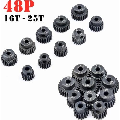 48P 3.17mm RC Car Motor Gear Pinion 16T 17T 18T 19T 20T 21T 22T 23T 24T 25T for 1/10 RC Crawler Car Axial SCX10