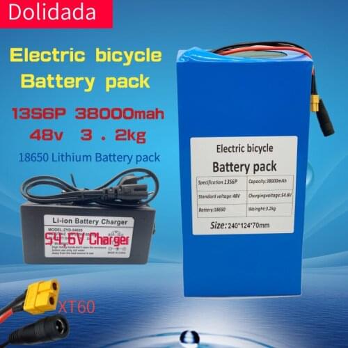 48V 38ah 13s6p Lithium Battery Pack 48v 38000mAh 2000W electric bicycle batteries Built in 50A BMS+54.6V Charger