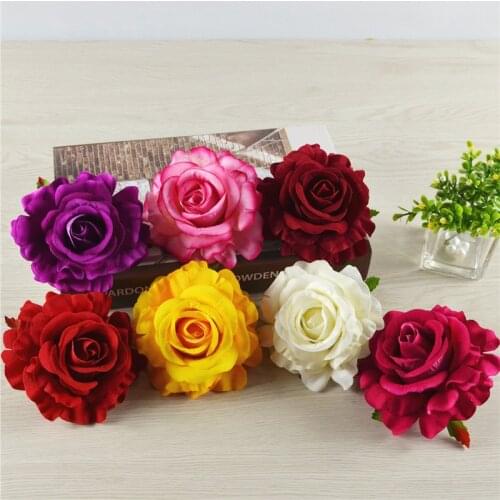 11CM 5pcs 6Color Artificial Silk Rose Flower Heads For DIY Retro Decorative Party Decoration Wedding Wall Flower Bouquet Props