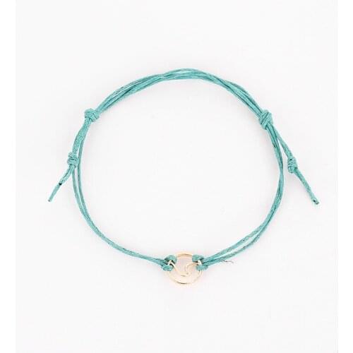 5 Pcs / Set Simple Light Blue White Rope Golden Wave Ethnic Style Cloth Alloy Bracelets For Women Girls