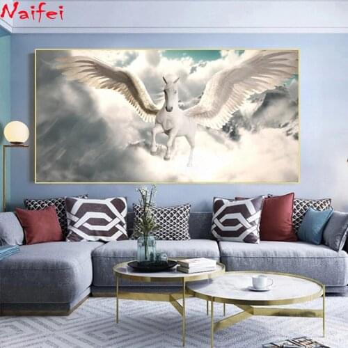 5D Diamond Painting Abstract Horse Wing Fly In The Sky Cross Stitch DIY Bead Embroidery Diamond Art Mosaic Home Decor Full Drill
