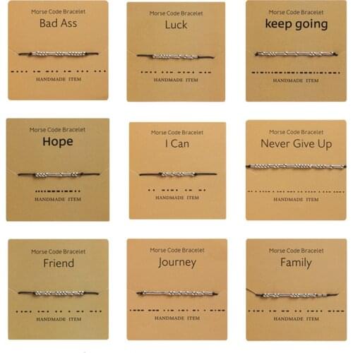 8Seasons Fashion Morse Code Bracelet Charm Beads Rope Bracelet Women Men Silver Color String Adjustable Party Friendship Jewelry