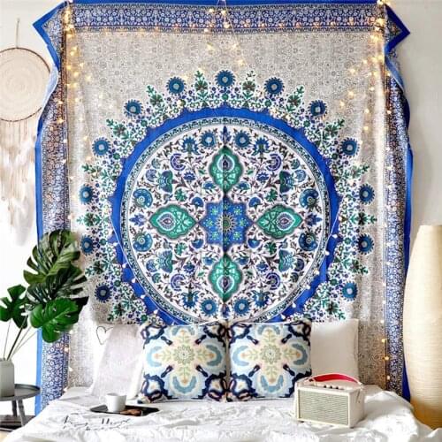 Bohemian Floral Hippie Tapestry Wall Hanging Boho Decor Mandala Wall Carpet Psychedelic India Tapestries Aesthetic Gobelin Tapiz