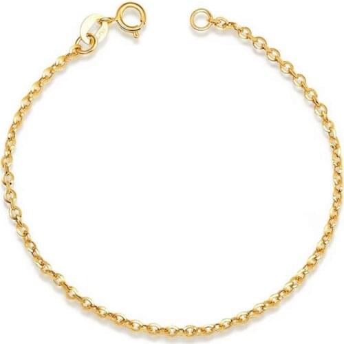 Pure 18K Yellow Gold Bracelet Women AU750 Gold O Link Chain Bracelet
