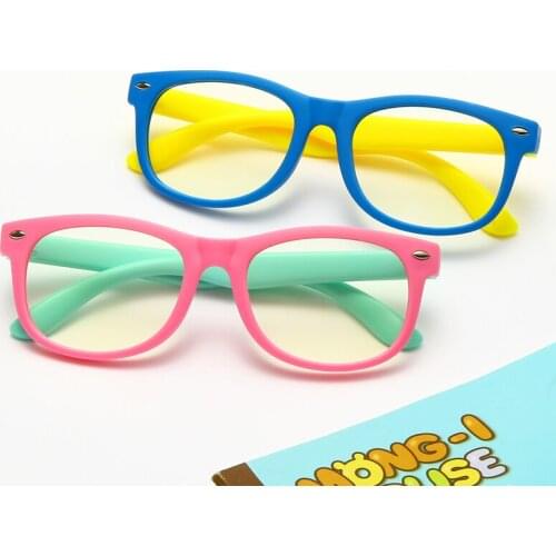 Baby Anti-blue Light Glasses for Children Soft Frame Goggle Square Plain Glasses Silicone Glasses Kids Fashion Glasses 9-JY8215