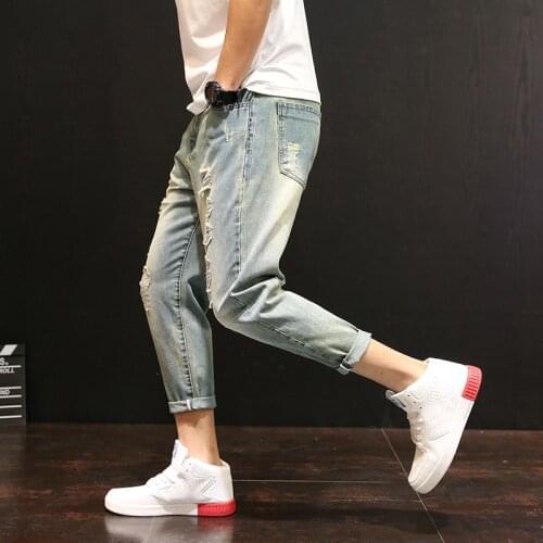 Brand Fashion Jeans Men 2018 Spring Summer New Jeans Male Slim Fit Zipper Casual Denim Trousers Collapse pants Hip hop