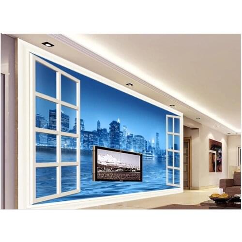 Custom photo wallpapers 3d murals wallpaper for walls Beautiful night view 3D window TV background wall papers home decor