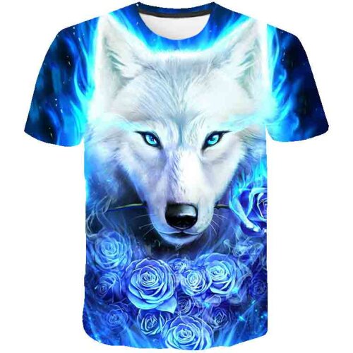 Boys & Girls Animal T-shirts Kids Fond wolf Print 3D T Shirt For Boys Children Summer Short Sleeve T-shirt Tops Casual Clothing